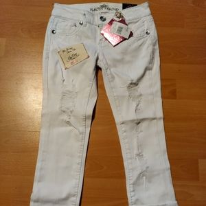 White Crop Distressed Jeans